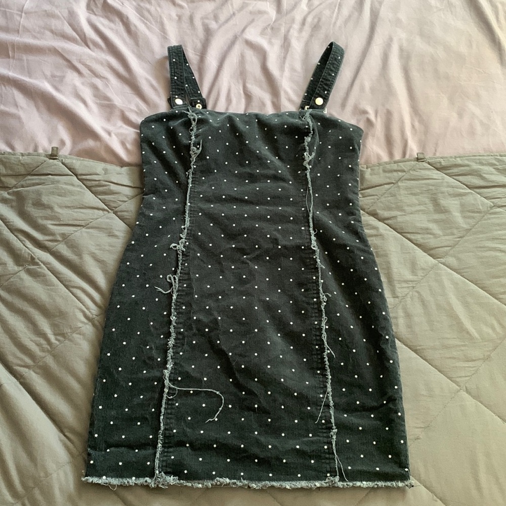 Polka dot overall dress size L